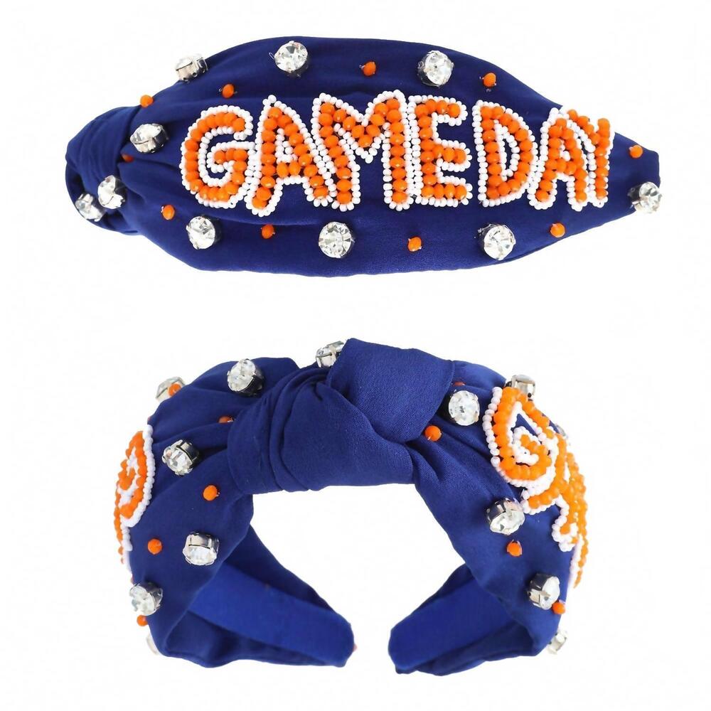NEW ANB FASHION game day headband in orange blue